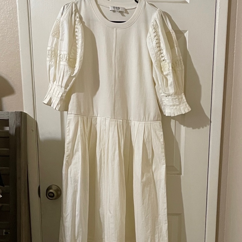 Sea New York Cream Women Dress with Lace Accents